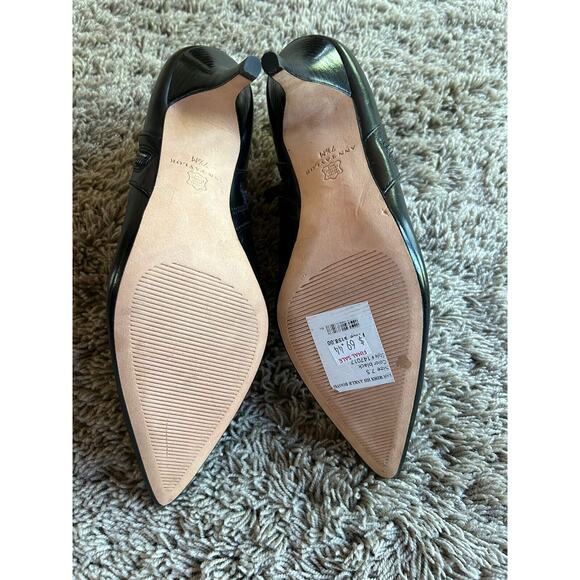 $158 ANN TAYLOR 7.5 ANKLE BOOTIE Leather Heeled SHOOTIE Pointed BLACK NEW E24 - Picture 7 of 9